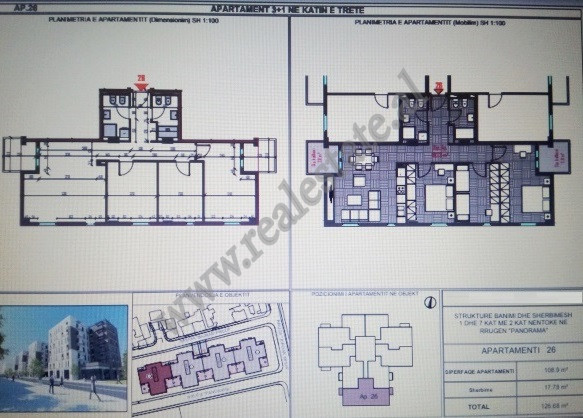 Three bedroom apartment for sale in Jordan Misja street in Tirana, Albania