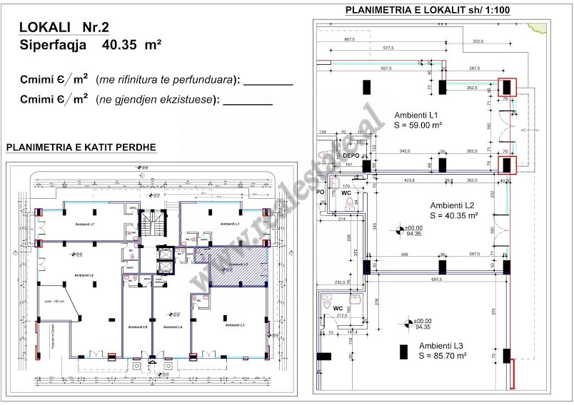 Store space for sale near Muhamet Gjollesha street in Tirana, Albania