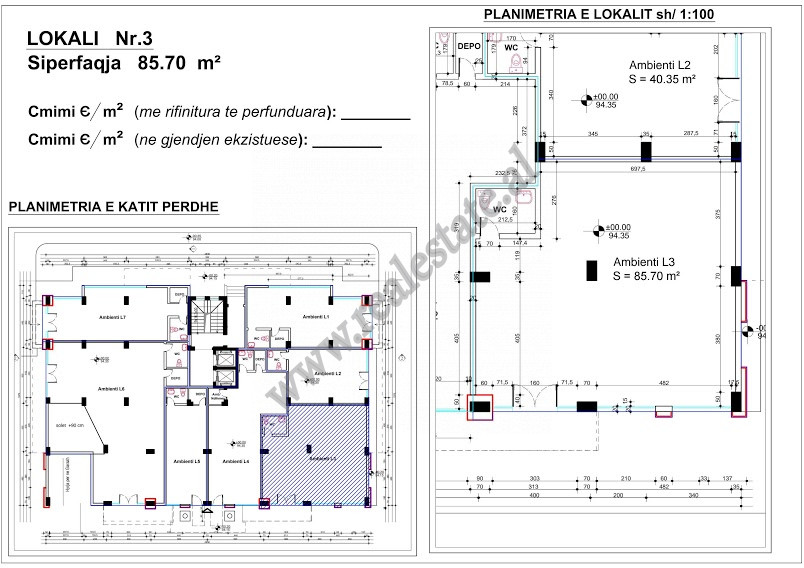 Store space for sale close to 21 Dhjetori area in Tirana, Albania