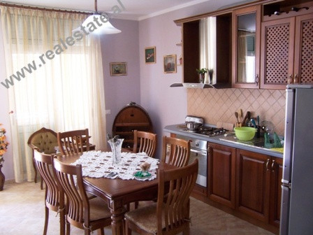 Three bedroom apartment for rent in Tirana.
The apartment is situated on the last floor of a new bu
