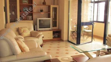 Two bedroom apartment for rent in Perlat Rexhepi Street in Tirana.
The flat is located in one of th