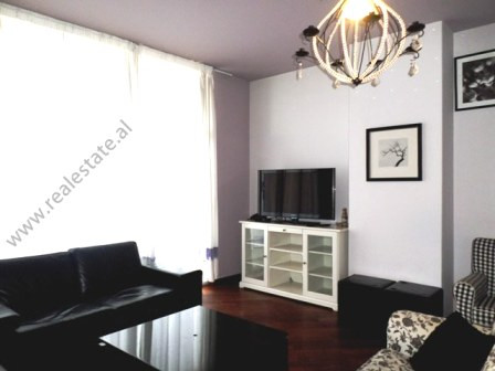 Apartment for rent in Bllok area in Tirana.
The apartment is situated on the eighth floor of a new 